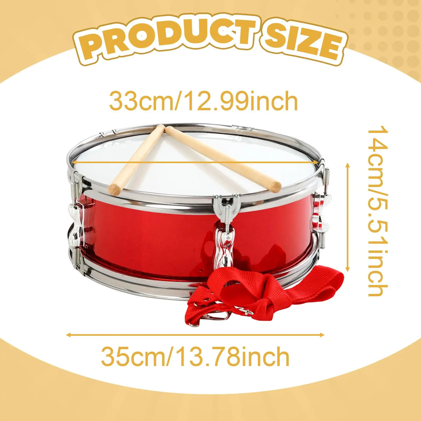طبلة كمين خفيفة الوزن مقاس 13 بوصة للأطفال والبنات والأولاد مجموعة ممارسة أداء الموسيقى للمبتدئين