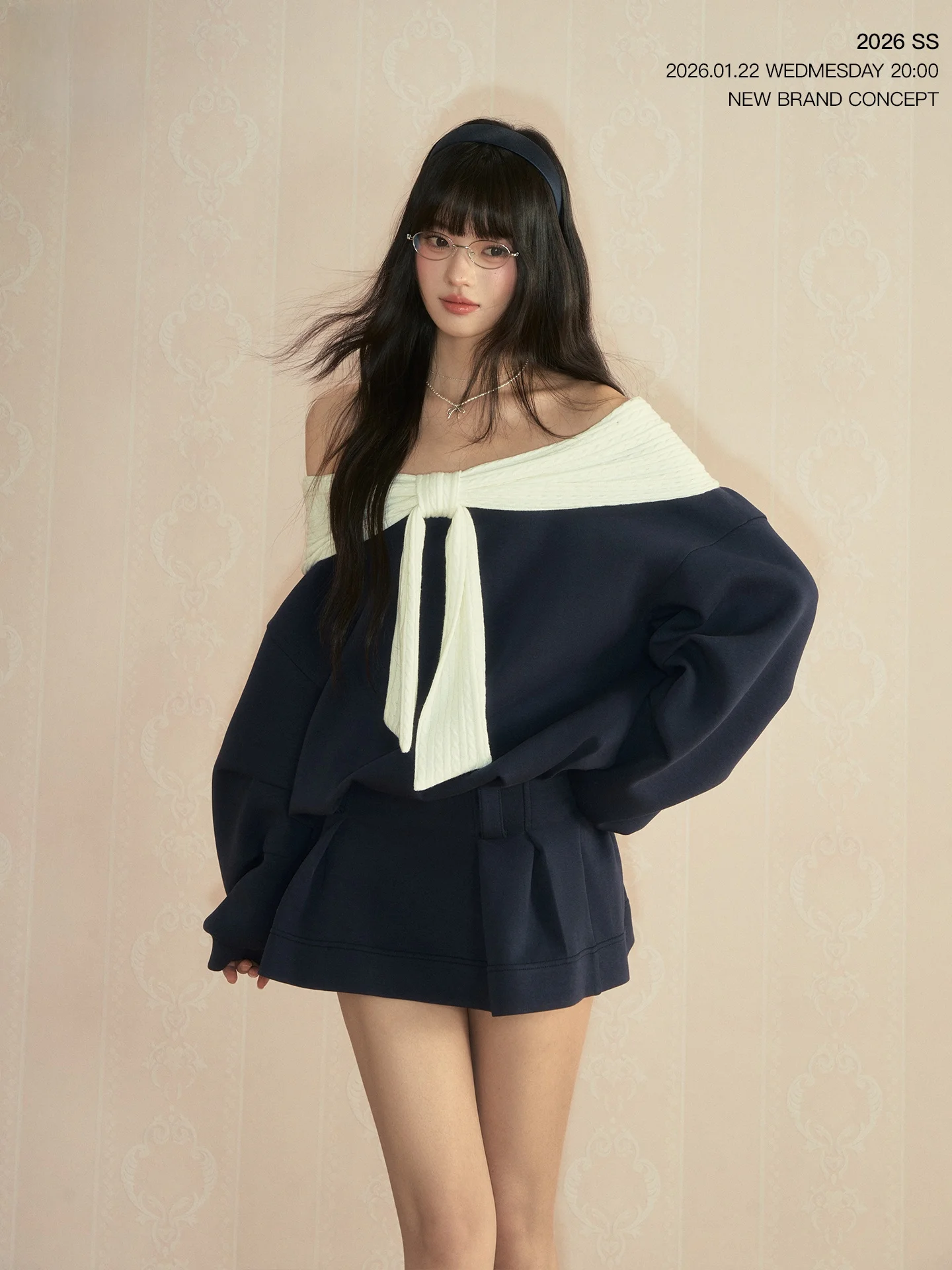 

Original WEST Spring Off-oulder Ruffle Hem Knitted Dr Knot Versatile Knitted Sweater Skirt Set Casual Sle