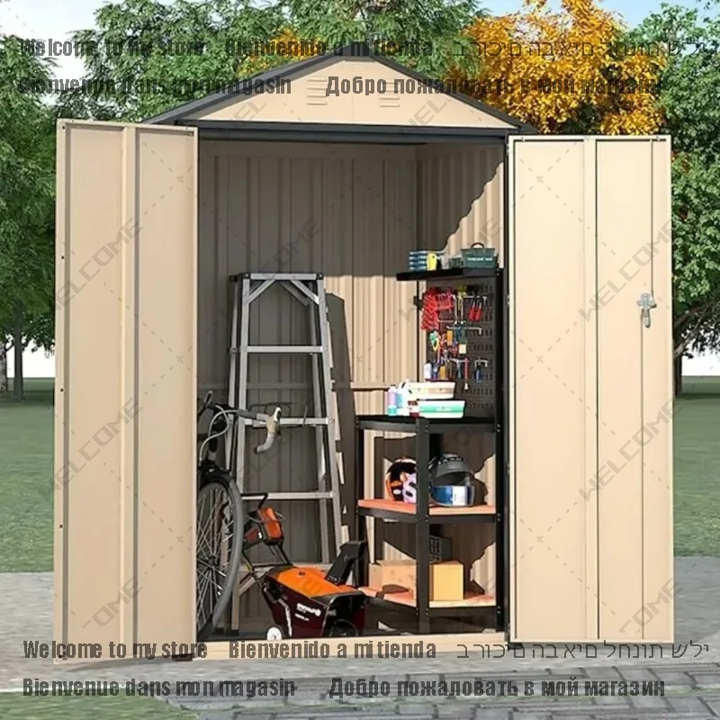 6x4 Foot Outdoor Storage Shed, Metal Garden Shed, Steel Anti-corrosion Storage House, Outdoor Shed with Sloping Roof