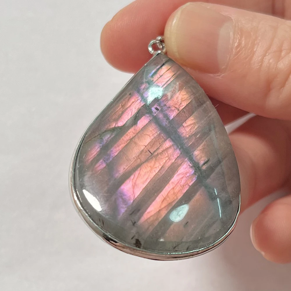 Gem Pendant Natural Stone Irregular Shape Bead Purple Blue Labradorite Necklace Pendant for Women Men Jewelry Gift 1Pcs