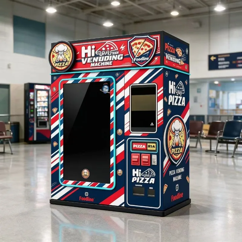 Hot Pizza Vending Machine Fast Baking 3 Minutes Ready Food Vending Machine Multi Payment Card Cash QR Code Pizza Vending System