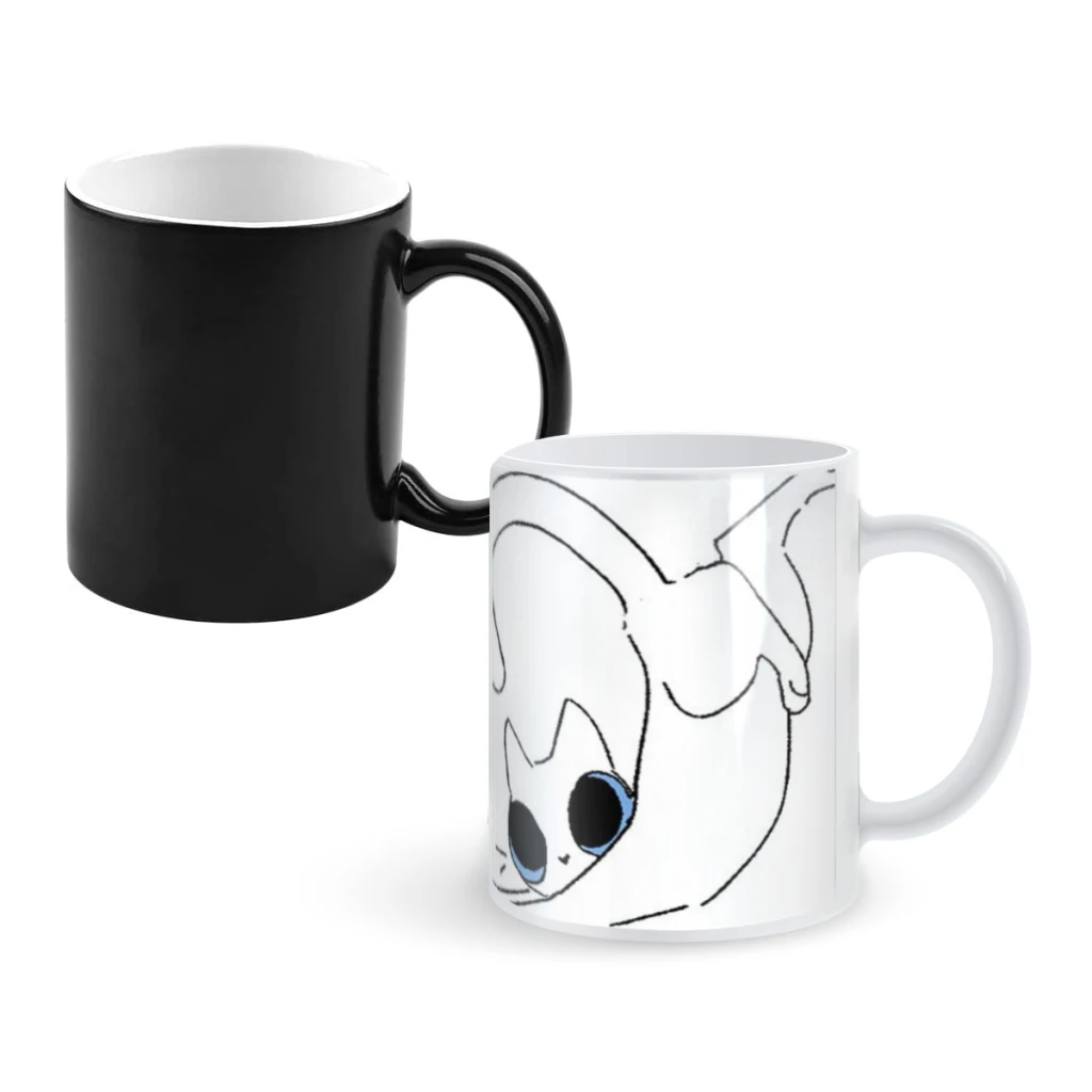 

white kitty cat does big stretchCoffee Mugs And Mug Creative Color Change Tea Cup Ceramic Milk Cups Novelty Gifts