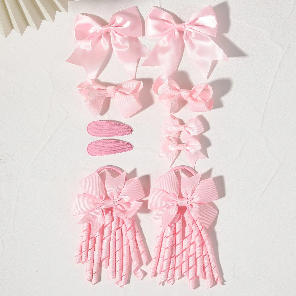 10er-Set Kinder-Haarschleifen-Clips + Quastenband + BB-Clips – Haarschmuck für Kinder und Teenager, Geschenk für Mädchen – Detail 8