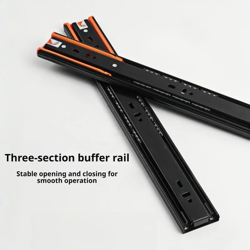 Household Cabinet 12 20 Inch 2Pcs 45mm 3 Section Full Extension Drawer Slides Heavy Duty Mute Buffer
