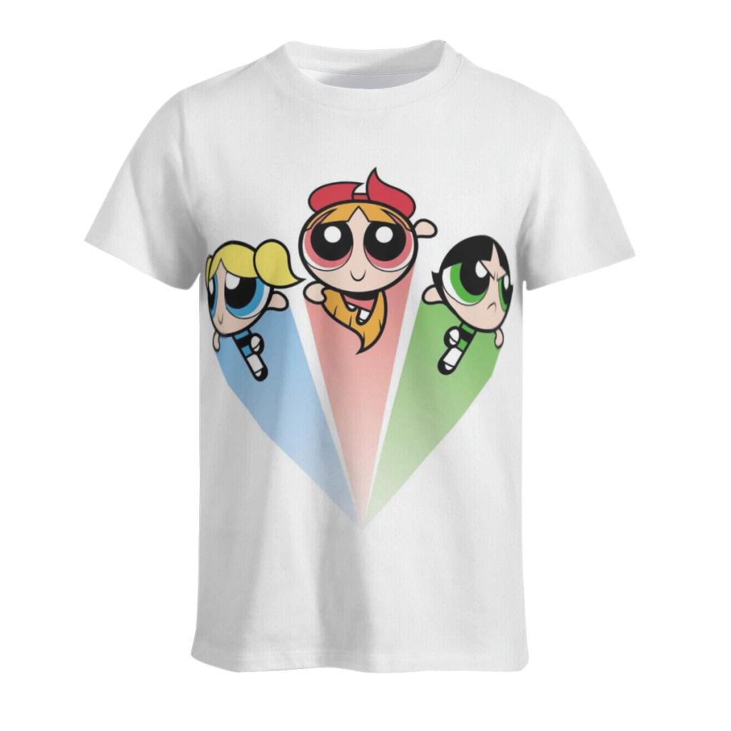 The-Powerpuff-Girls New Summer  Round Neck Short Sleeved T-shirt for Men's Short Sleeved Top