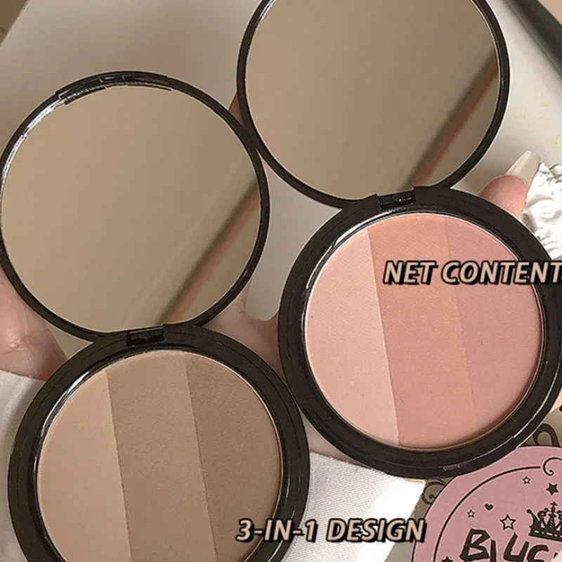 Matte Contouring Powder Rose Pink Bronzer Palette Long Lasting Natural Face Shading Powder Contour Waterproof 3 Colors Cosmetics