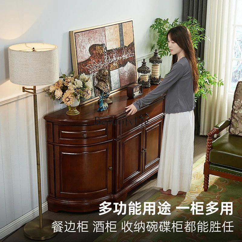 

jj *American solid wood porch cabinet against the wall locker European living room