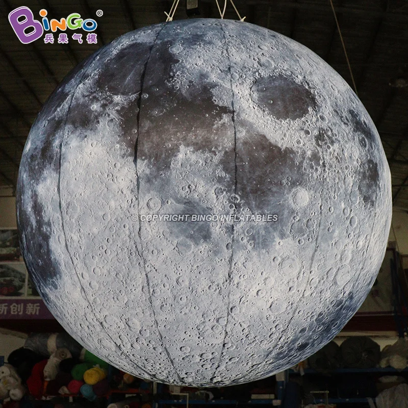 Bola inflável da lua com luz, tamanho personalizado, 1-6 m de diâmetro, planeta airblown, balão do sistema solar, brinquedo para decoração