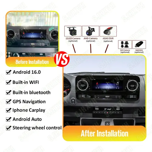 Imagen 2 del producto Para Mercedes Benz Sprinter 2018 2019 - 2020 Radio de coche reproductor Multimedia navegación GPS Android Auto Carplay