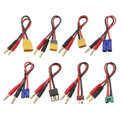 1Pcs XT90 XT60 XT60H EC5 EC3 TRX MPX T Plugs Male to 4mm Banana Plug Leads Connector 20CM 14AWG Silicone Cable For Lipo Battery