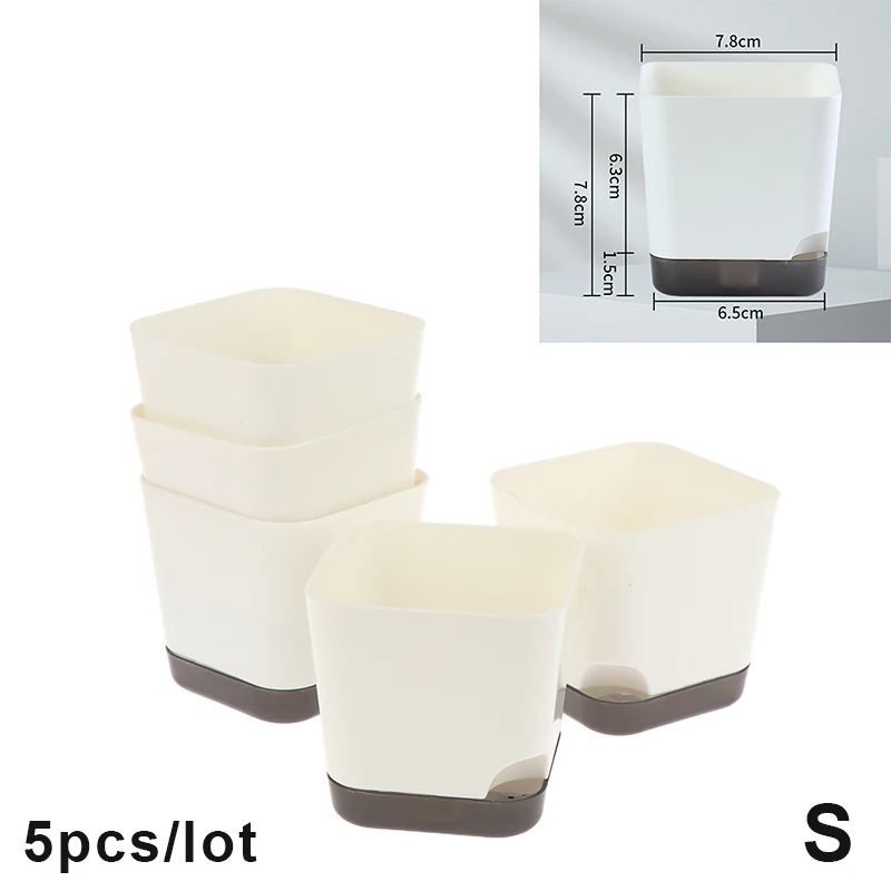 5Pcs Plant Pots Self Watering Flower Pots Self Watering Planters With Drainage Hole Clear Saucer Reservoir For Indoor Succulents