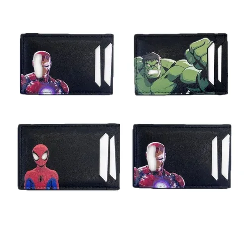 Cartera de cuero de capitán, tarjetero personalizado con máscara de superhéroe, tarjetero de identificación, cartera heroica, regalo, tarjetero delgado de cuero para hombre, cartera