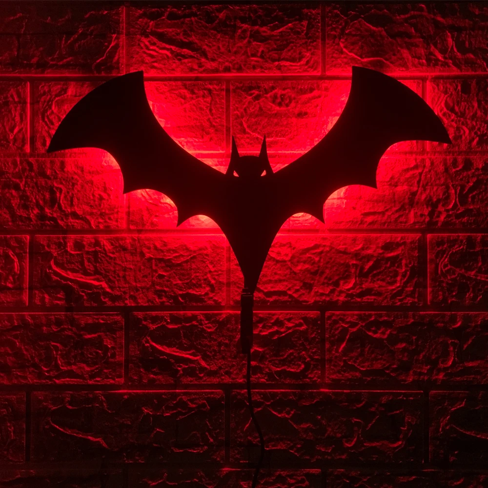 

ZK50 New Cool Bat Light LED Wall Light Background Wall Night Light USB Remote Control 16 Color Lighting Christmas Gift