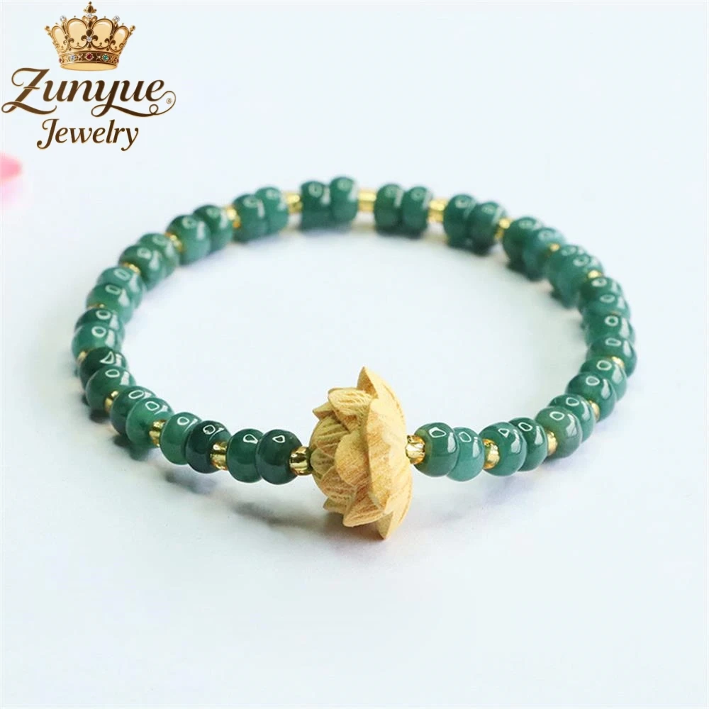 

Natural A-Grade Blue Water Jadeite Abacus Bead Lotus Bracelet Luxury Quality Fashion Jewelry Exquisite Elegant Charms Popular