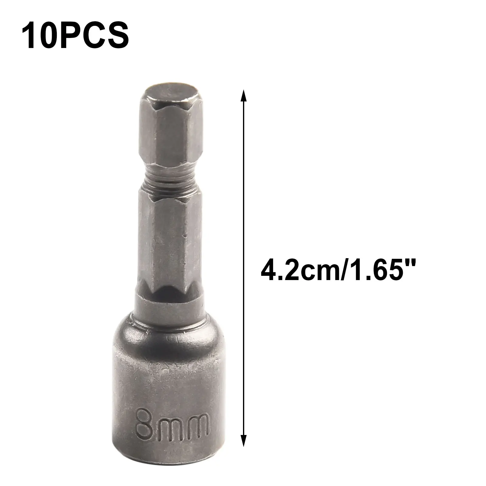 10 Pcs 소켓 마그네틱 너트 드라이버 세트 1/4 16 진수 8mm 어댑터 드릴 비트 길이 42mm 핸드 툴 수리 도구 액세서리
