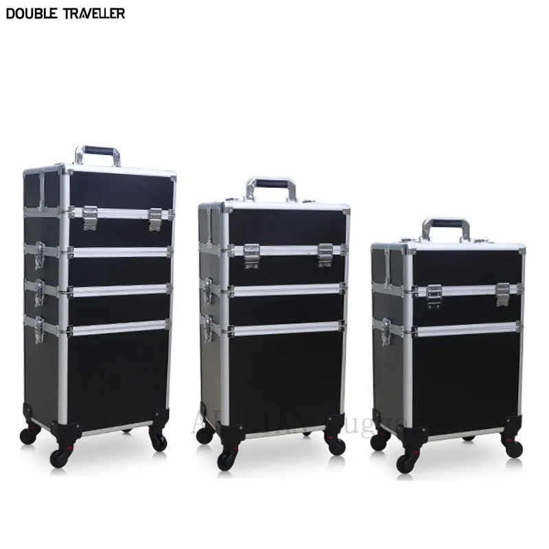 Trolley Cosmetic Case profession suitcase makeup Woman Luggage travel trolley Beauty box Wheels Nails rolling Toolbox Foldable