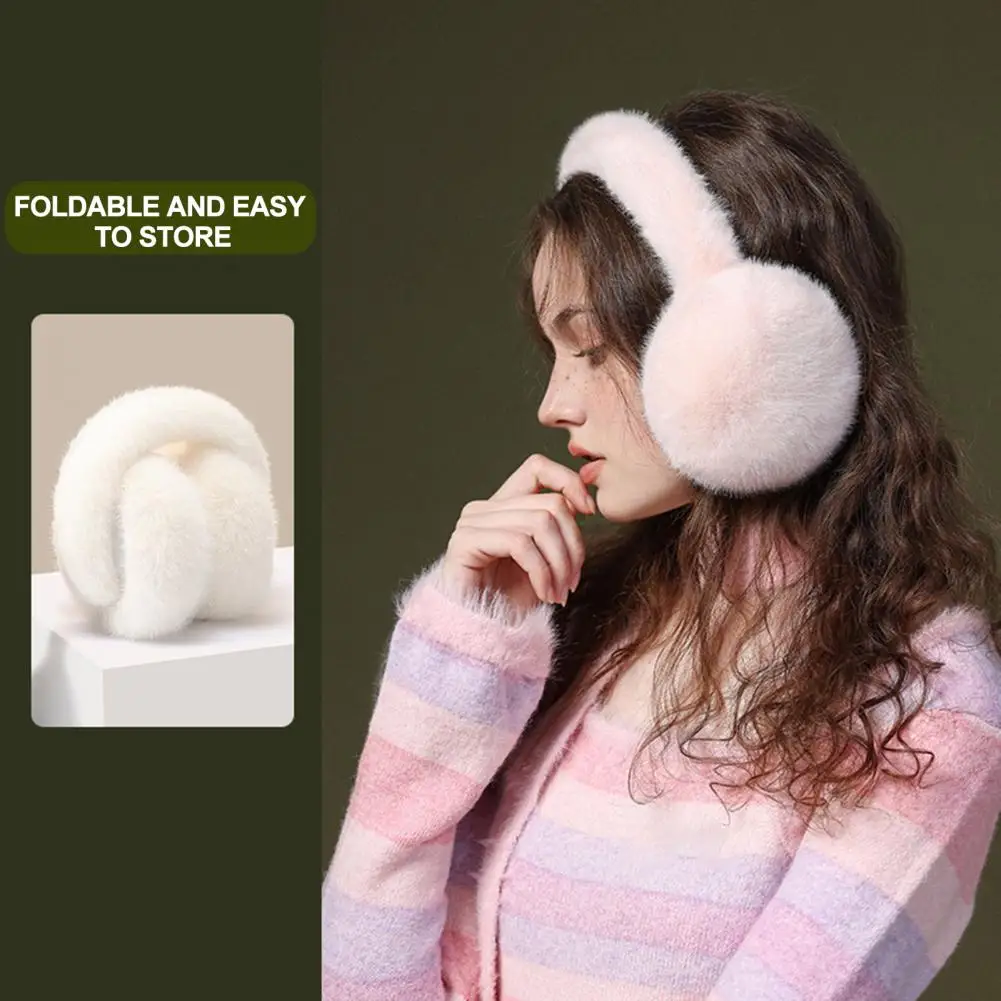 Imitação de pele de coelho Earmuffs para mulheres e meninas, aquecedores monocromáticos, aconchegantes, atividades ao ar livre, fofos, inverno