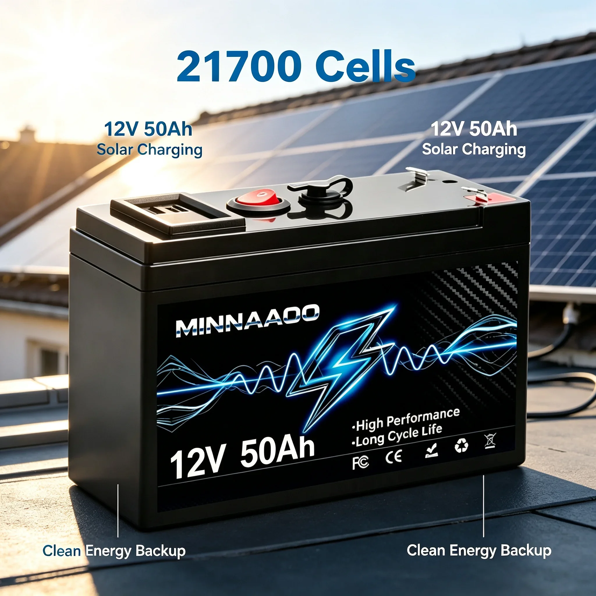 12V 50Ah Lithium-Eisenphosphat-Batteriepacks mit integriertem 100A BMS für Wohnmobile/Transporter/Trolling-Motoren/Golfwagen/Camping/UL