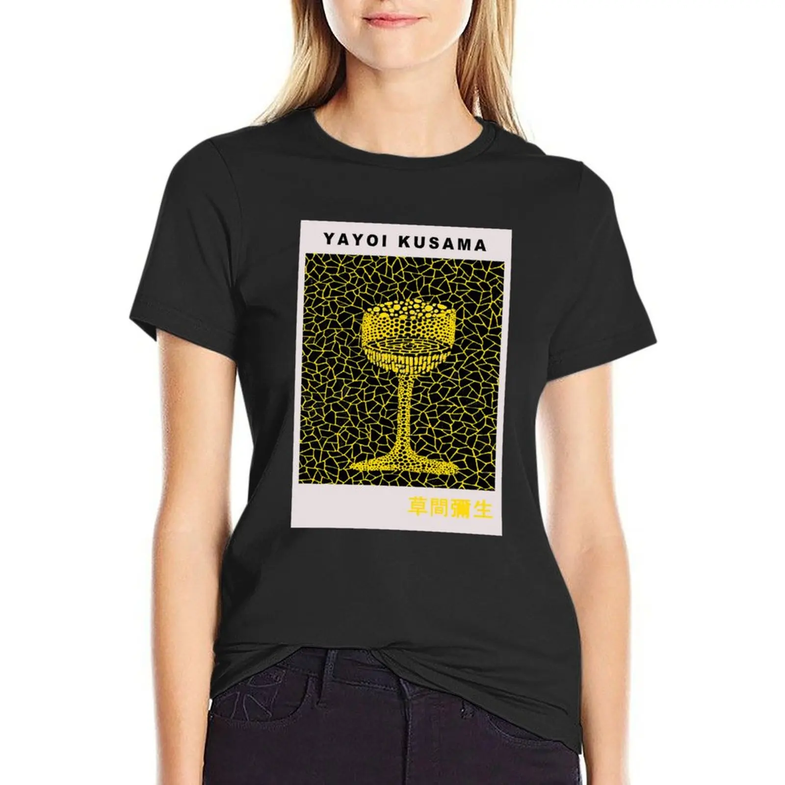 Kusama Print, Japanese Art T-Shirt funnys Blouse Female clothing customizeds Women's clothing