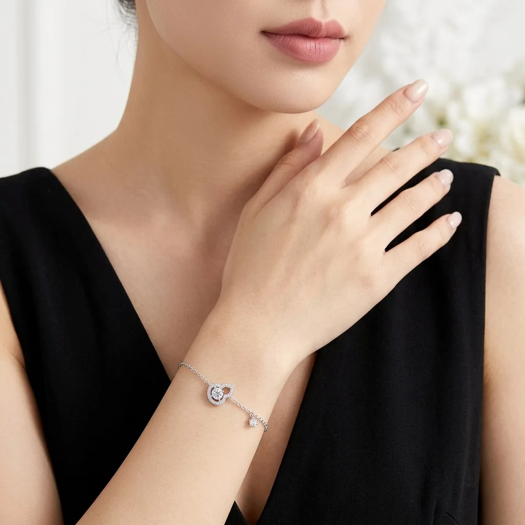 Moissanite Fine Openwork Full‑Paved Gourd Bracelet 925 Sterling Silver Fashion Commute Engagement Daily Wear Gift For Women