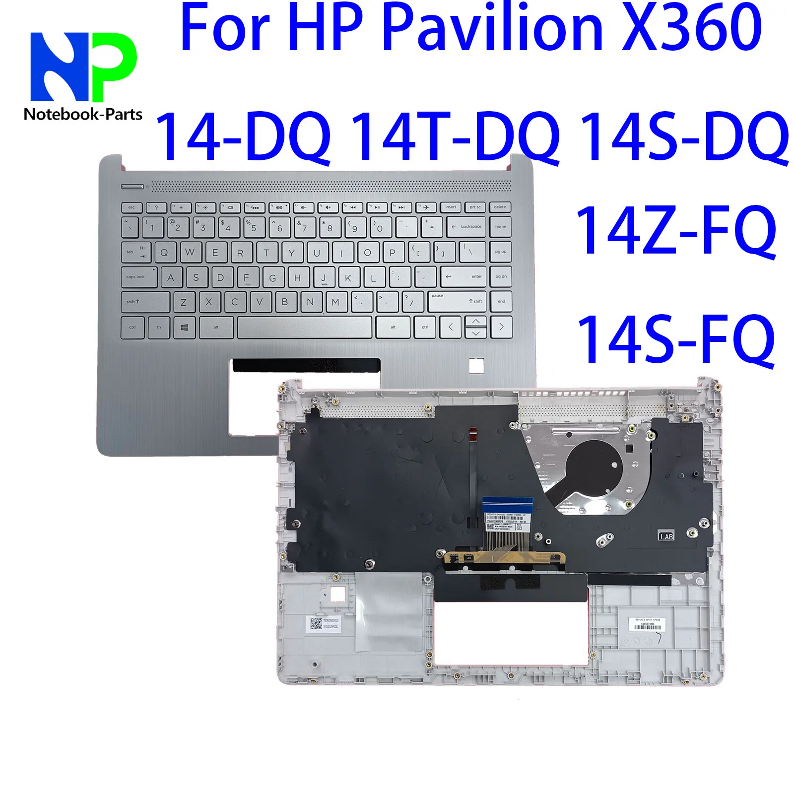 

Оригинальная новая верхняя крышка для HP Pavilion X360 14-DQ 14T-DQ 14S-DQ 14Z-FQ 15,6 дюйма, упор для рук, подсветка, клавиатура США, серебристая L61507-001