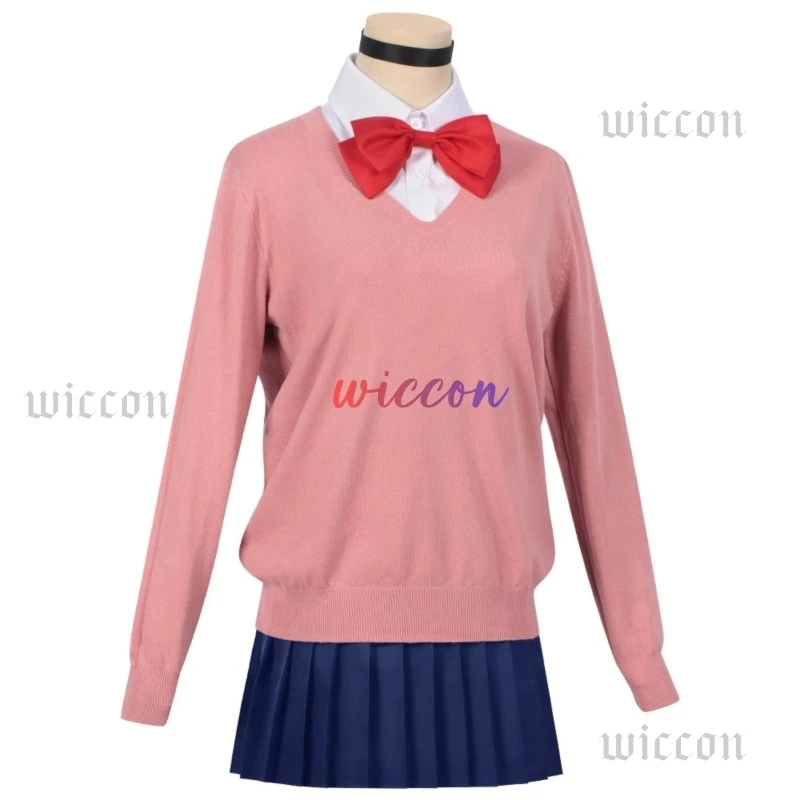 Momo Ayase Cosplay Costume Wig Anime Dandadan School JK Uniform Earrings Pink Sweater Skirt Halloween Party Women