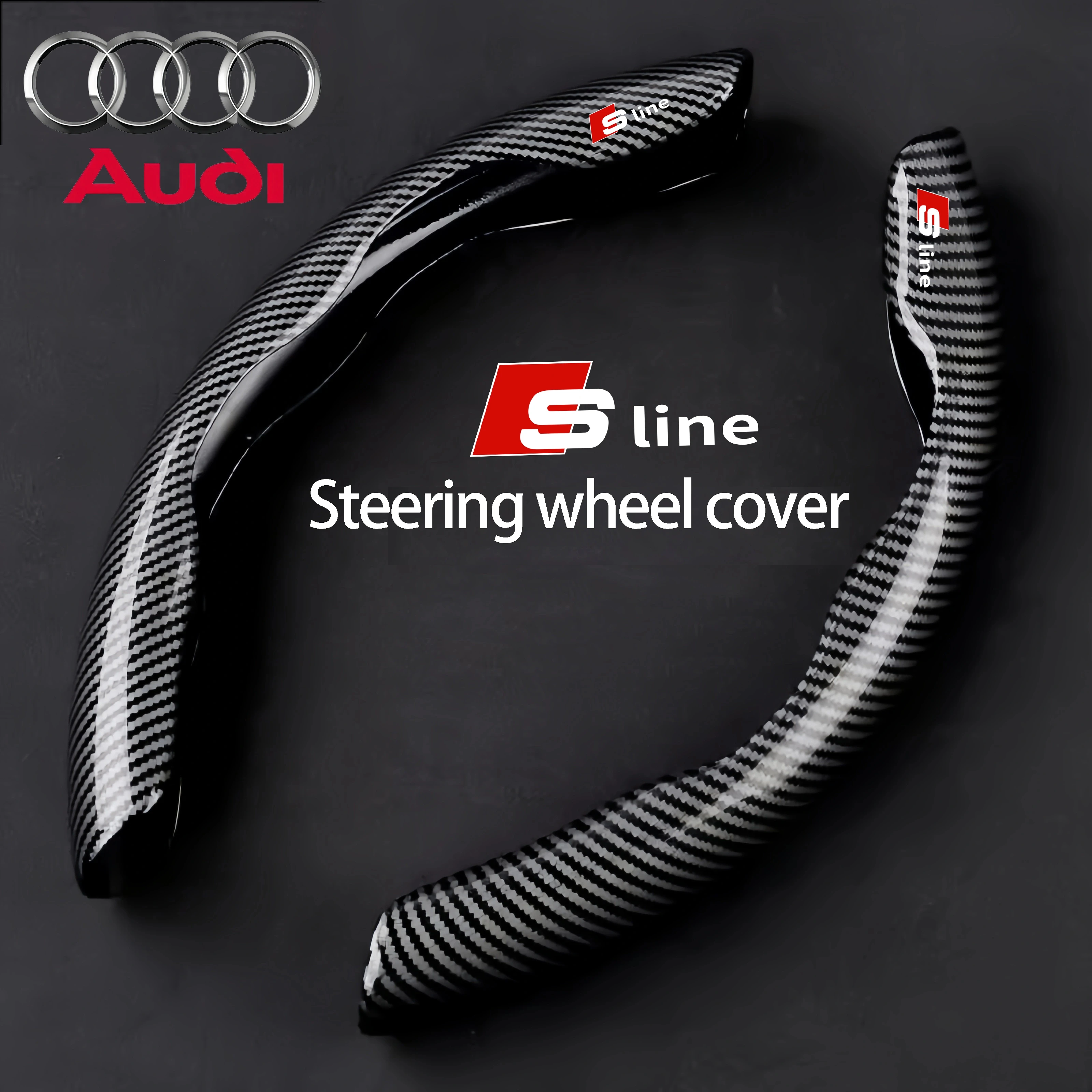 

For Audi S3 S4 S5 S6 RS3 RS4 RS5 RS6 RS7 Q2 Q3 Q5 Q7 Q8 R8 TT A1 A3 A4 A5 A6 A7 A8 Sline Carbon fiber Car Steering Wheel Cover