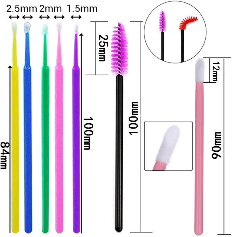 Brosses à sourcils jetables, 100/300/500 pièces, bobine de cils, baguettes de Mascara, applicateur pour outil de maquillage d'extension de cils