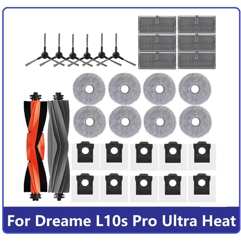 

Сменные детали для пылесоса Dreame L10s Pro Ultra Heat, основная боковая щетка, фильтр НЕРА, тряпичная швабра, мешок для пыли