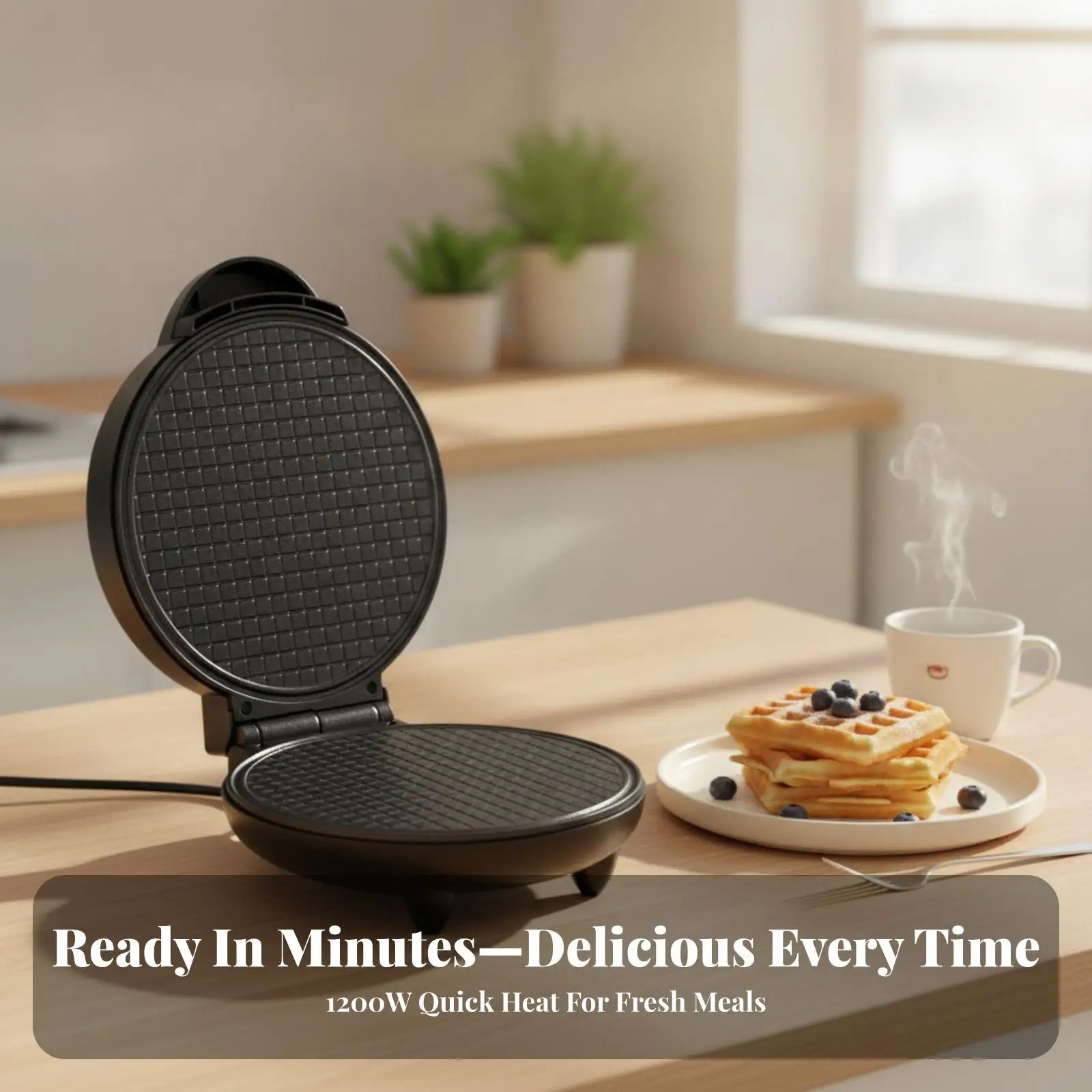 Stainless Steel Electric Cone Maker Baking Machine for Homemade Pancakes Waffle Cones with Temperature Control and Stable Feet
