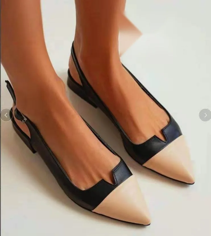 Closed Toe Sandals 2024 Women\'s Suit Female Beige Block Heels Mary Jane Low-Heeled Shoes With Strap New Black Chunky Fashion Low