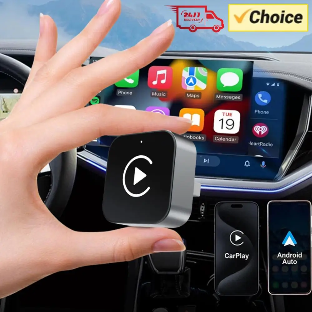

Беспроводной адаптер 2-в-1 для CarPlay и Android Auto: Plug & Play, преобразует проводной CarPlay в беспроводной для автомобилей с заводской проводной системой CarPlay