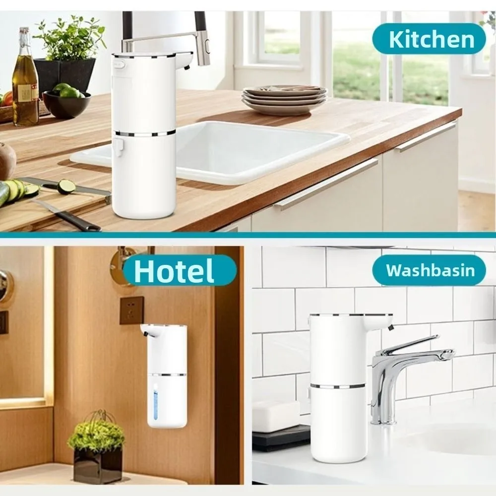 350ML Automatic Soap Dispenser Wall Mounted 4 Level Adjustable Foaming Soap Dispenser Touchless Waterproof Liquid Soap Dispenser