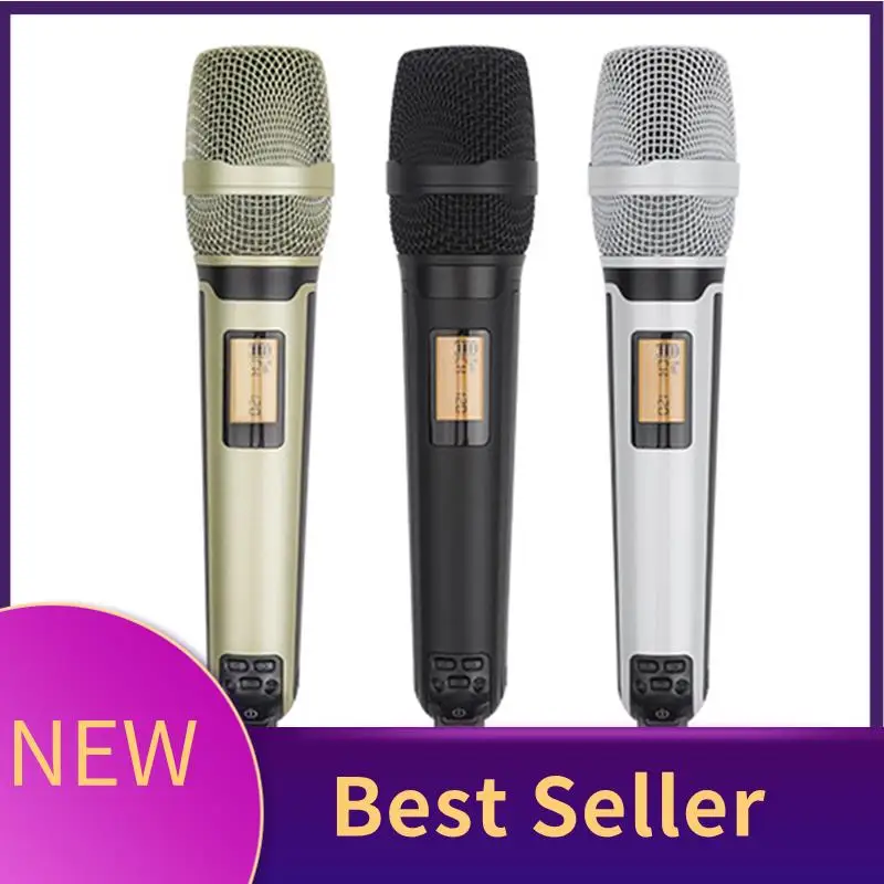 

HFES Wireless Microphone Dynamic UHF Home Studio Recording Professional DJ Speaker Conference Mic Fit For Computer Audio Gold