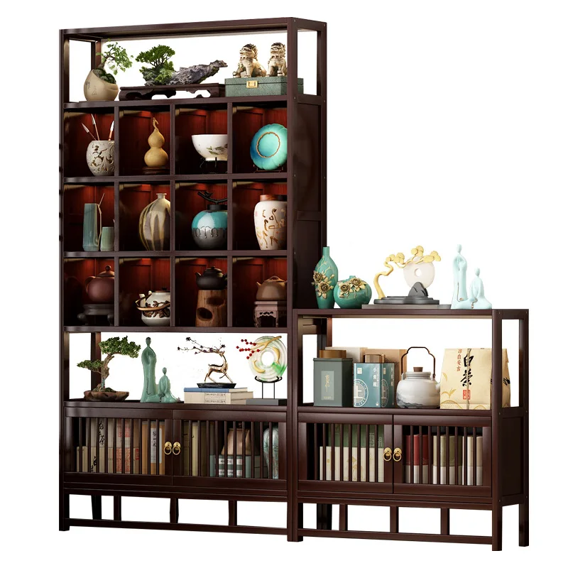 

Cabinet shelf tea set shelf display stand non-solid wood tea room handicraft ornament