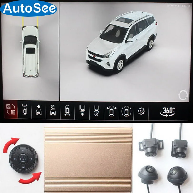 Wuling car 360 degree camera birds eye panoramic view AVM SVM surround monitoring parking reversing assist 4 way dash cam 1080p