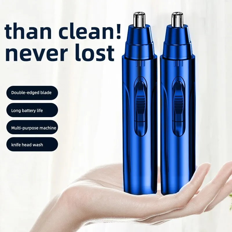 Blue Portable Nose Hair Trimmer Electric Nose Hair Razor For Men And Women Travel Items Without Damaging Nasal Passages