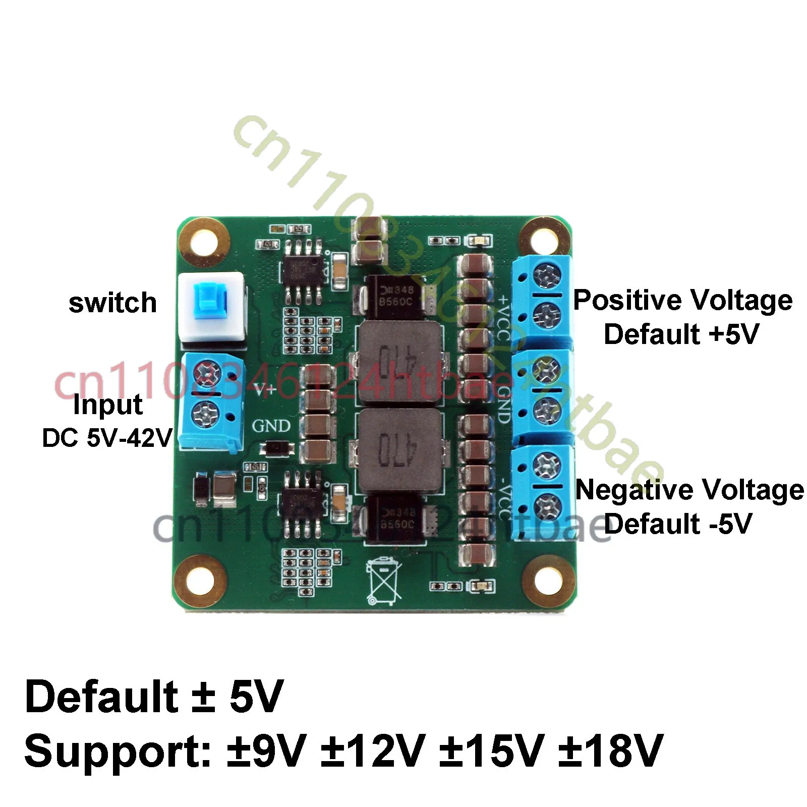 Dual Output Buck Converter 5-42V Input to 5-18V for 4A DC-DC Positive Negative Power Module