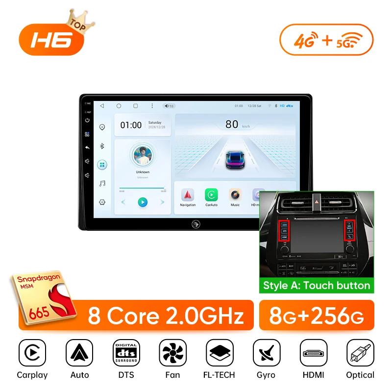 Ainavi Autoradio Voor Toyota Prius 2015 2016 2017 2018 2019 2020 XW50 Draadloze Carplay Android Auto 4G HD IPS Auto Multimedia HDMI