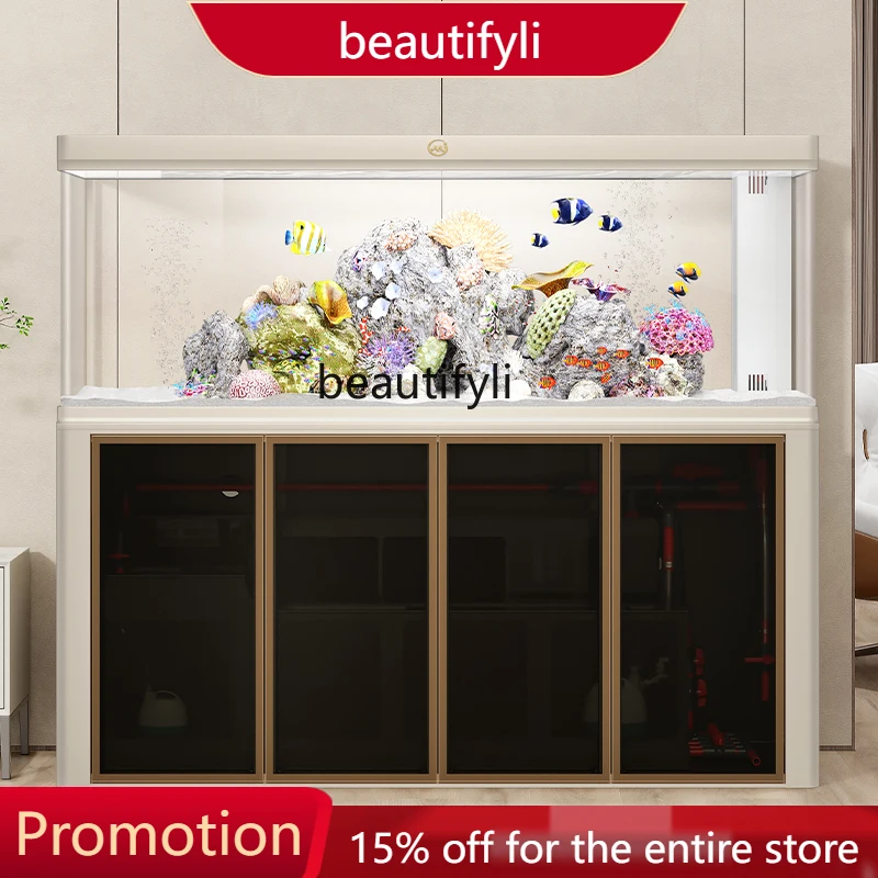 X188 Arc fish tank living room bottom filter hot bending ultra-white glass ecological industrial wind aquarium