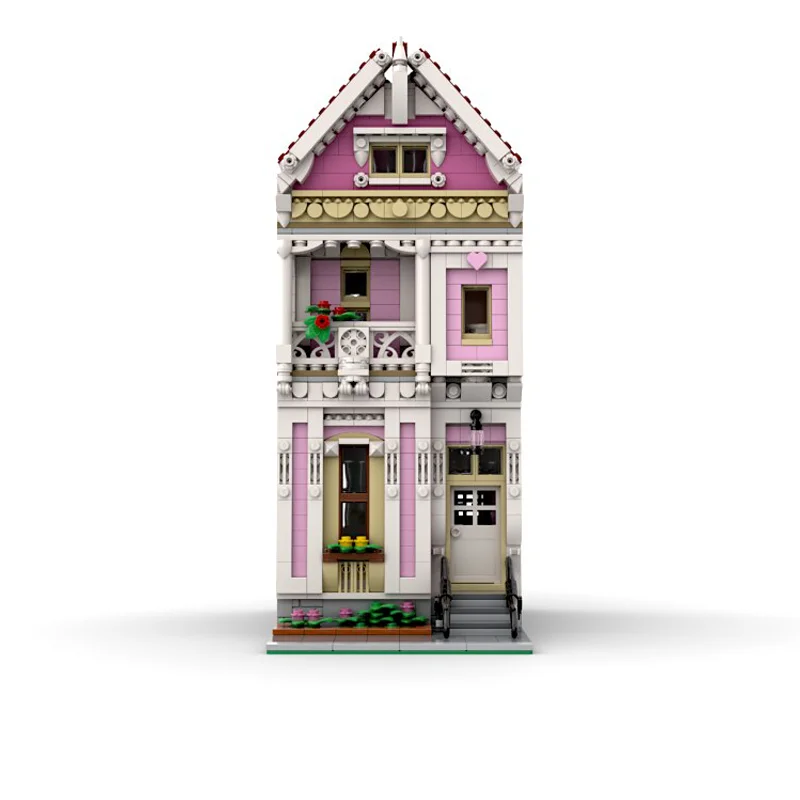 1754PCS MOC 모듈 형 페인트 레이디 하우스 빈티지 클래식 주거용 건물 모델 DIY 빌딩 블록 생일 장난감 선물