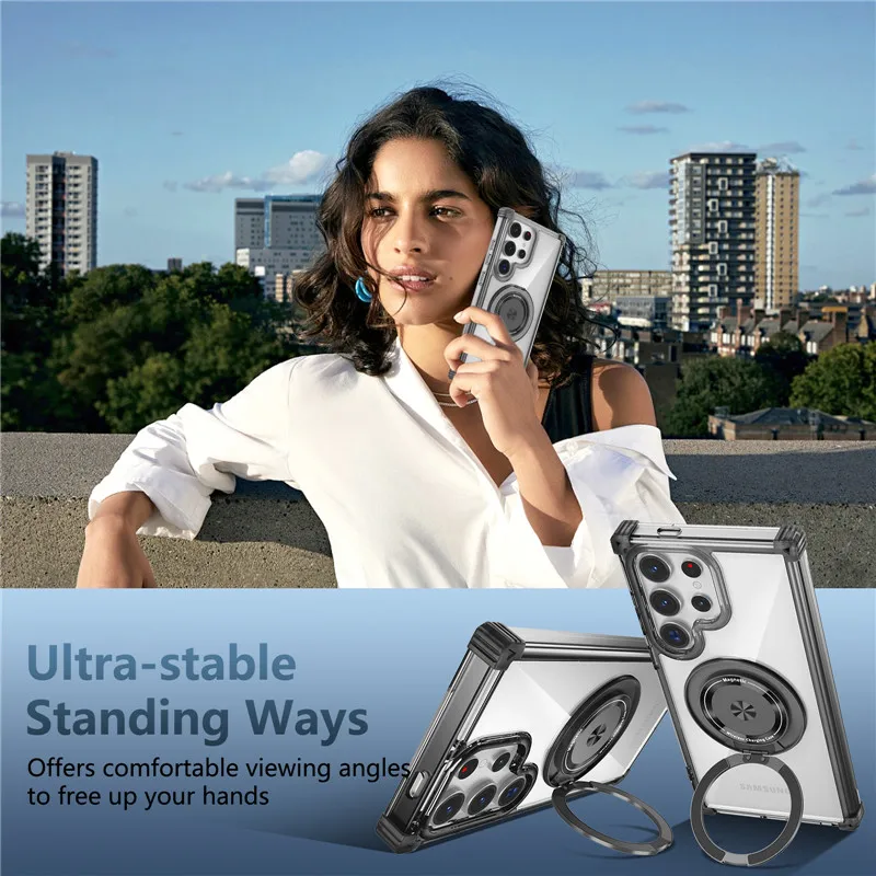 Rotierende Magnetische Halterung Hülle Für Samsung Galaxy S26 Ultra S26 Plus S26 Ringständer Transparent Für Magsafe Cover – Detail 10