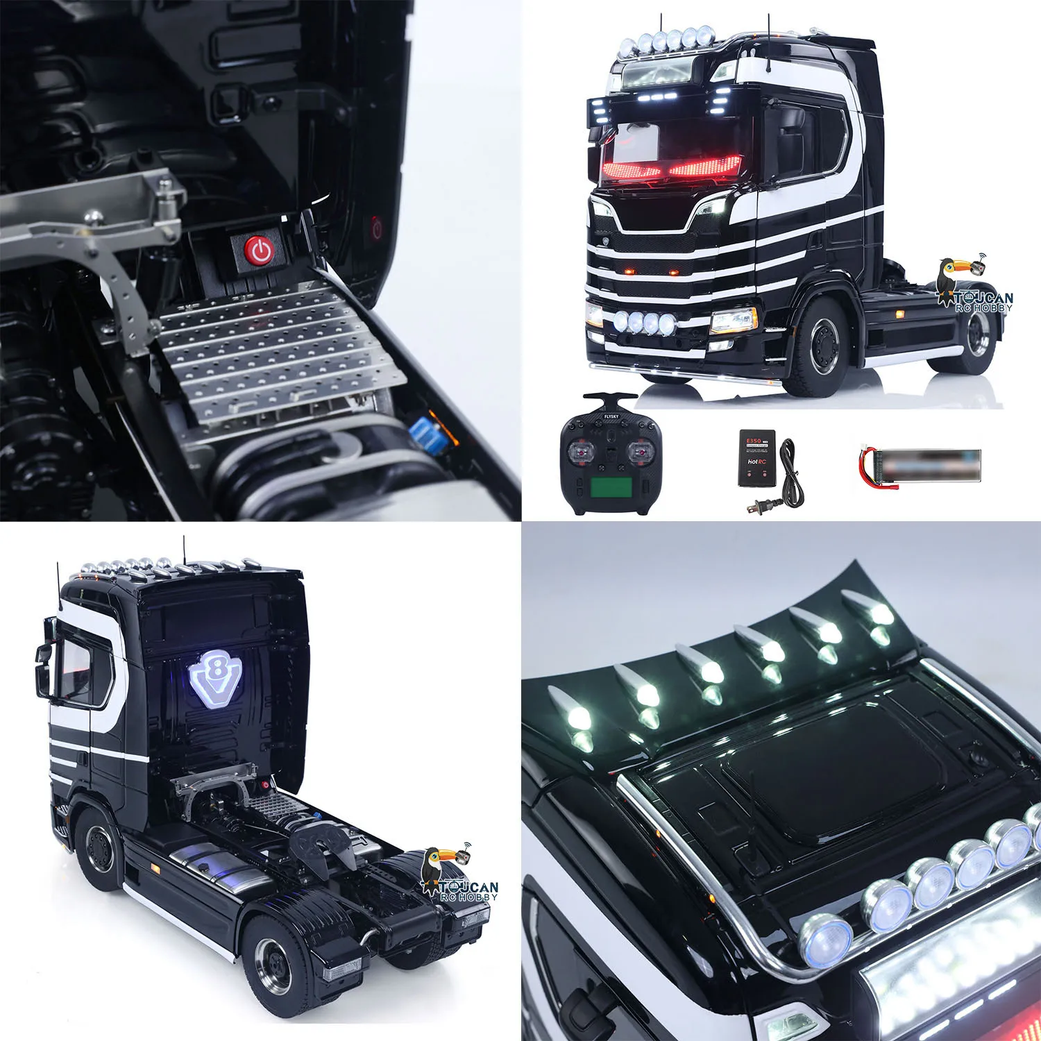 

Unitru 05 770S 1/14 RC Трактор Грузовик 4x4 Металлическое шасси RTR 3-скоростная коробка передач Пульт дистанционного управления Грузовой автомобиль Дым Свет Звук ST8 Батарея