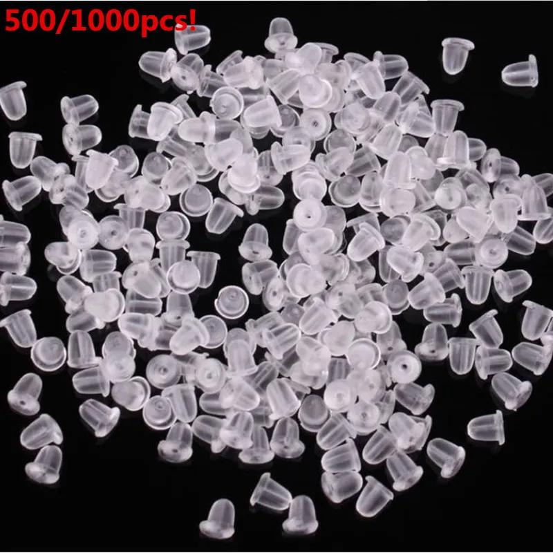 500/1000pcs Silicone Rubber Earring Back Stoppers for Stud Earrings Ear Post Tube Ear Plugs Jewelry Findings Wholesale