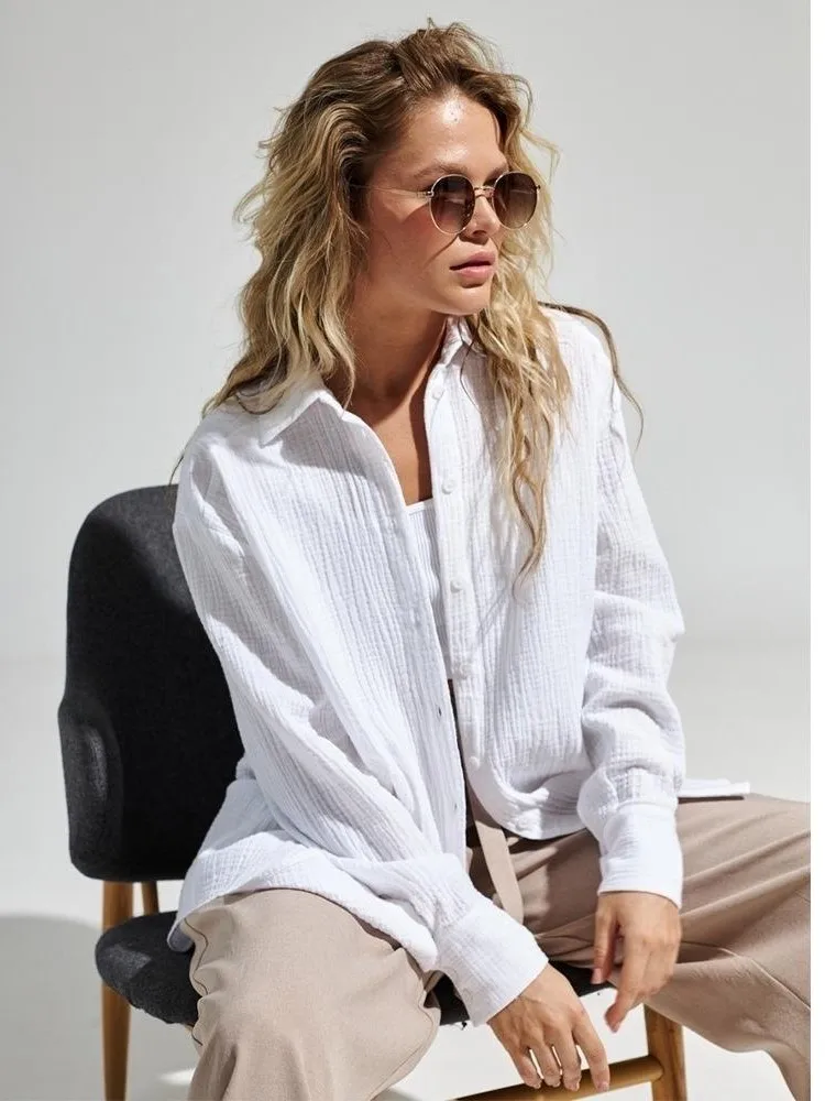 Elegant Solid Color Shirt Women's Spring Autumn Fashion Lapel Single Breasted Cardigan Top Ladies Long Sleeves Office Outfit