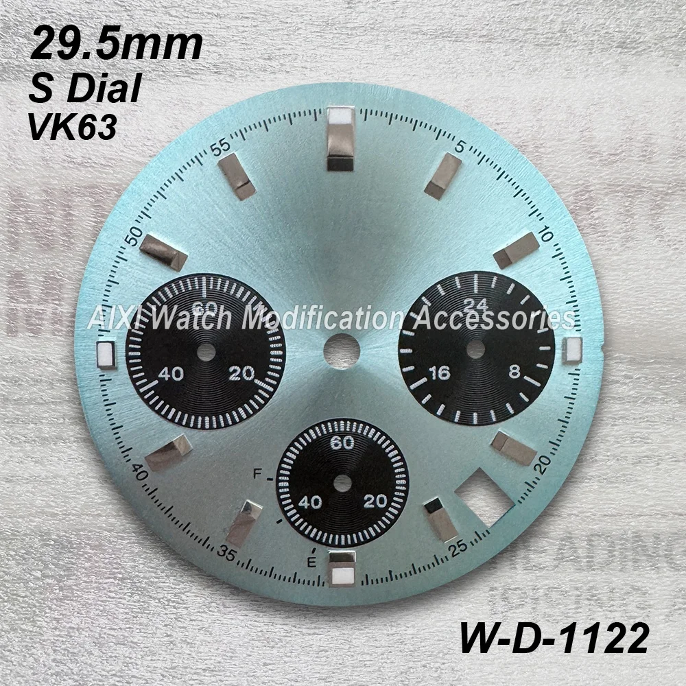 29.5mm S 로고 팬더 DTN 다이얼 VK63 무브먼트 호환 그린/무광 고품질 시계 개조 액세서리