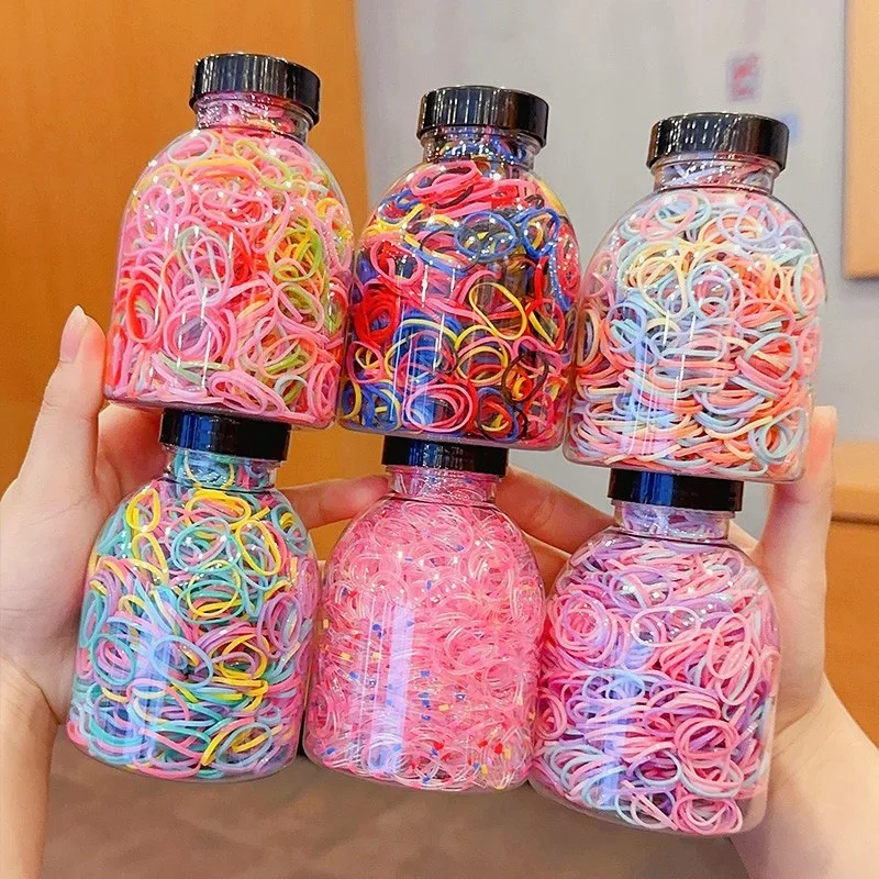 1000pcs Colorful Rubber Bands Kids Elastic Hair Tie for Girls Ponytail Holder Styling Tools Hair Scrunchies Headwear Accessories