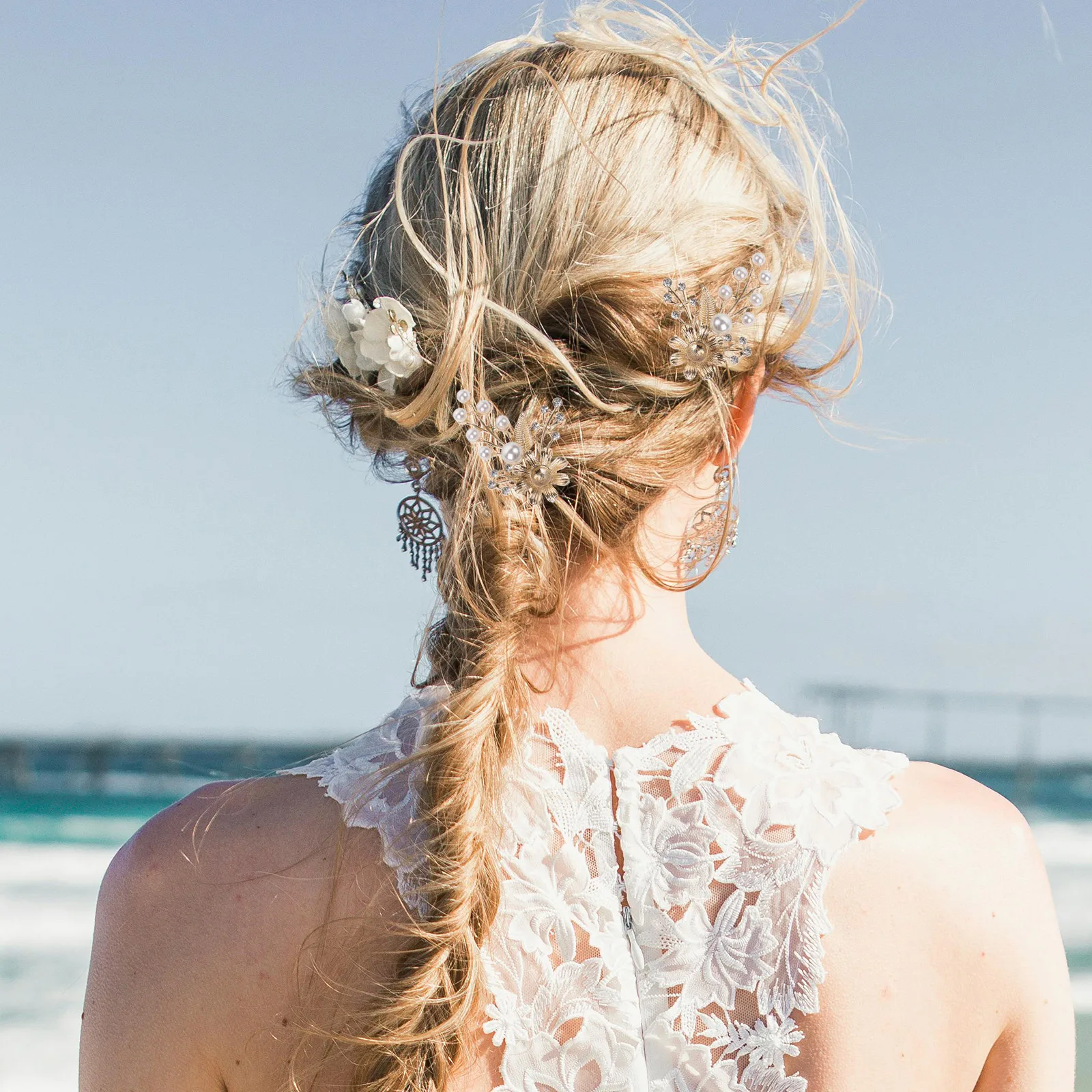 

10Pcs Pearl Hair Accessories Rhinestone Decor for DIY Wedding Flower Charms Craft nament Zinc Alloy Durability