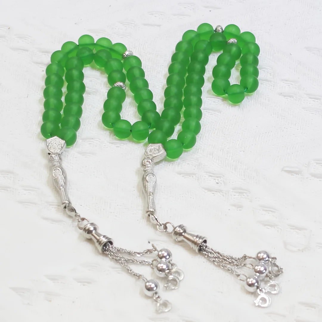 Frosted Glass, 12‑mm, 33‑bead Prayer Beads, Matte Large Round‑bead Hand‑held Counting Worry Bead Bracelet