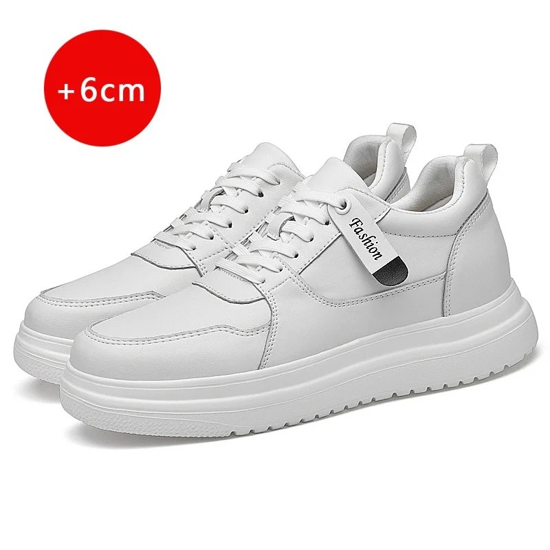 

High-quality leather men's board shoes Trendy minimalist style Teenage outdoor activities and adult Casual increasing shoes